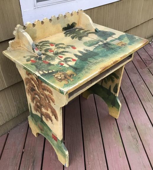 Antique 19th C American Desk w Folk Art Painting (1 of 7)