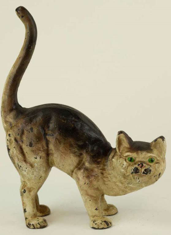Antique Painted Cast Iron Figural Cat Doorstop (1 of 5)