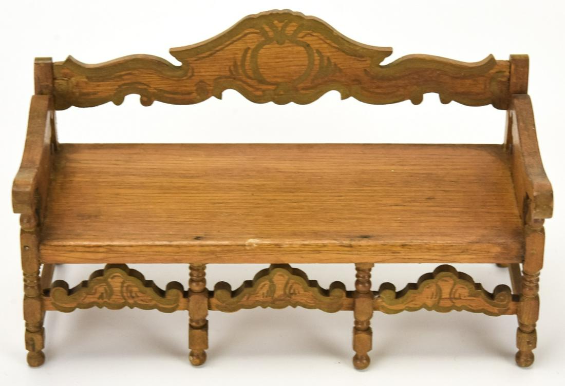 Antique Tynietoy Dollhouse Spanish Collection Sofa: Antique Tynietoy Dollhouse Spanish Collection Sofa. Marked on bottom. Measures 6.5 inches in length.