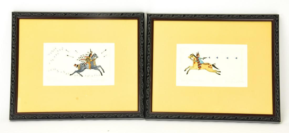 Pair Signed & Framed Native American Engravings (1 of 7)