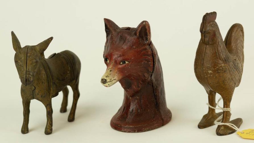 Collection of 3 Cast Iron Figural Animal Banks (1 of 7)