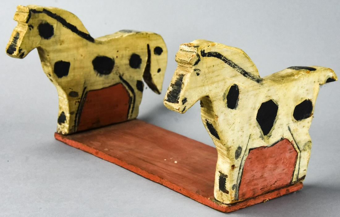 Antique Folk Art Hand Carved Figural Horse Bookend (1 of 4)