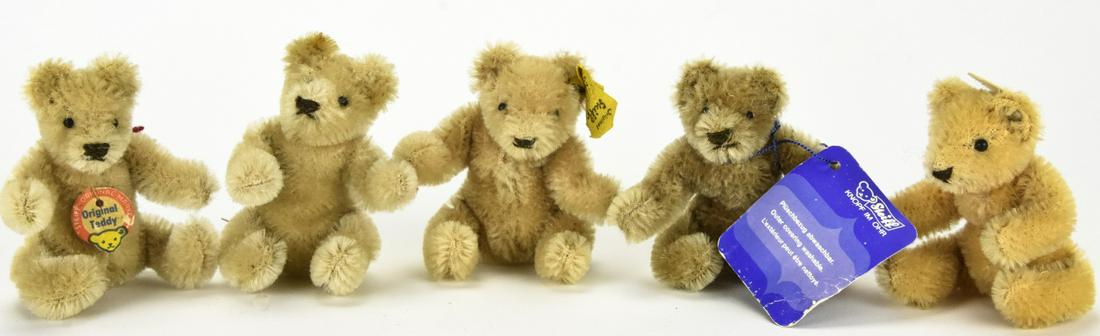 5 Steiff Mohair Stuffed Miniature Teddy Bears (1 of 6)