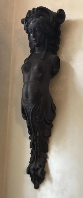 Antique 19th C Hand Carved Wood Mermaid Corbel (1 of 3)