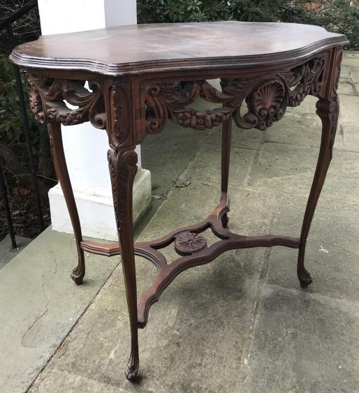 Ornately Carved Turtle Top End Table Center Table (1 of 6)