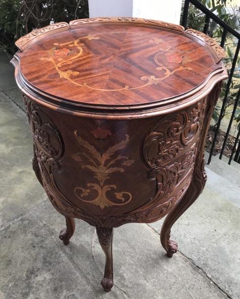 Antique Marquetry Inlaid End Table or Nightstand (1 of 4)