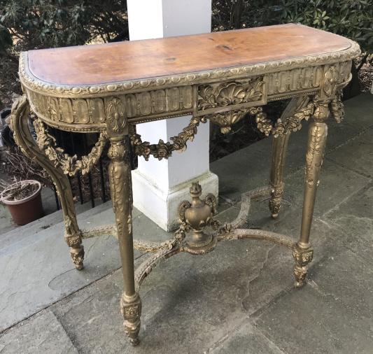 Antique French Louis XVI Style Gilt Console Table (1 of 5)