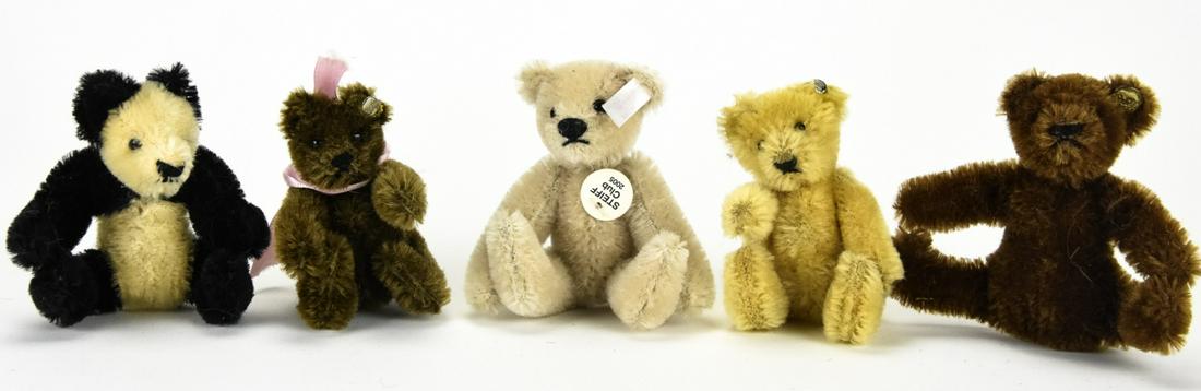 5 Steiff Mohair Stuffed Miniature Teddy Bears (1 of 6)