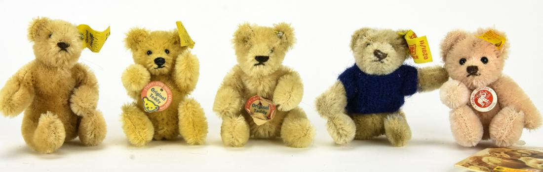 5 Steiff Mohair Stuffed Miniature Teddy Bears (1 of 6)