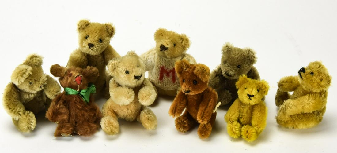 9 German Mohair & Flocked Miniature Teddy Bears (1 of 7)