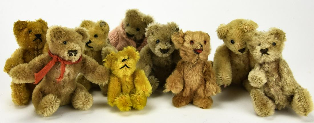 9 German Mohair & Flocked Miniature Teddy Bears (1 of 6)