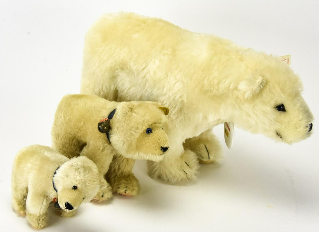 3 German Steiff Mohair Stuffed Animal Polar Bears (1 of 4)