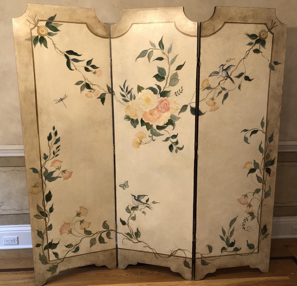 Shabby Chic Hand Painted 3 Panel Floor Screen (1 of 6)