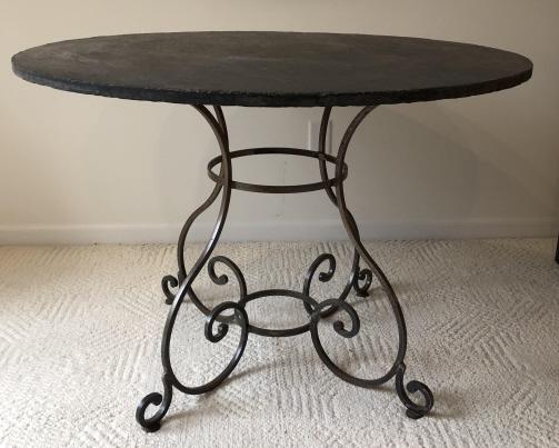 French Wrought Iron Bakers Slate Top Dining Table (1 of 4)