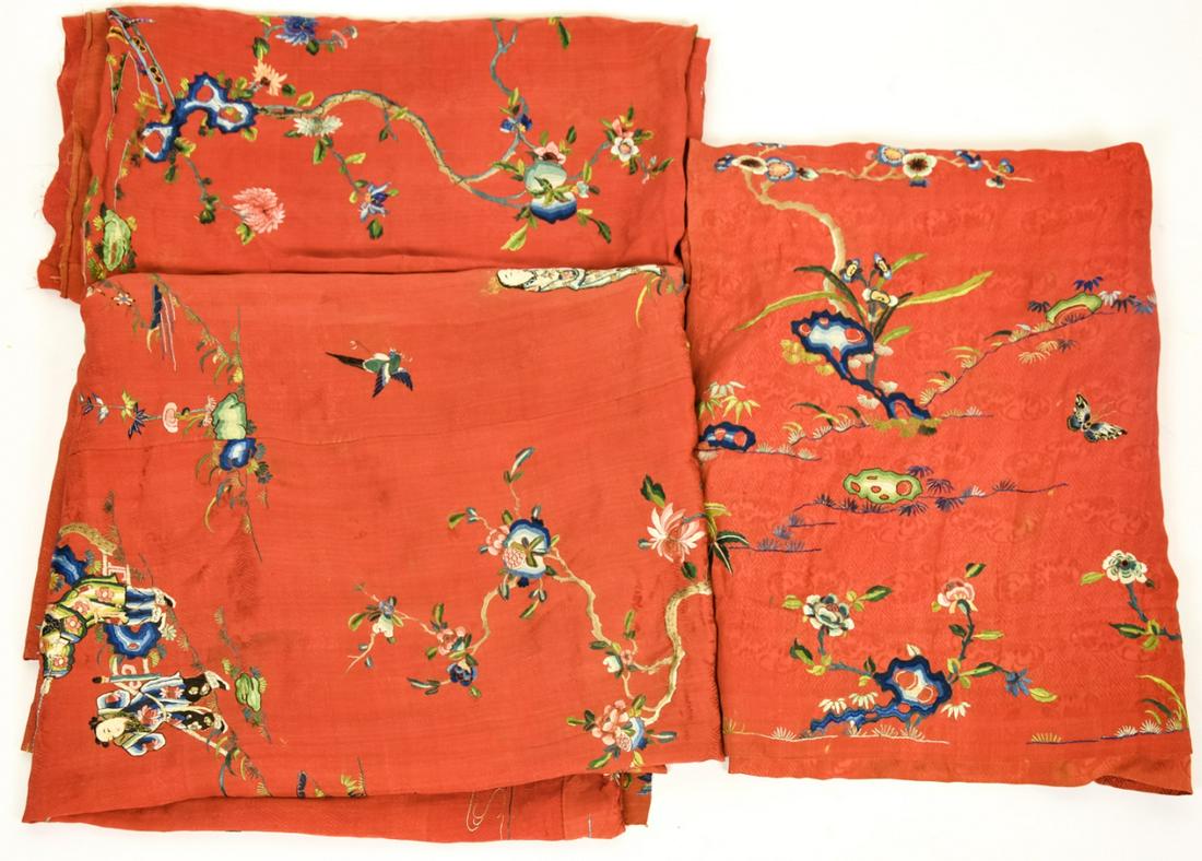 3 Chinese Hand Embroidered Silk Textiles (1 of 7)
