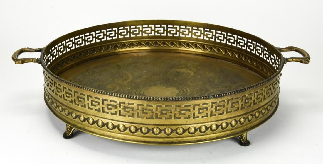 Large Castilion Brass Tray w Gallery Greek Key (1 of 6)