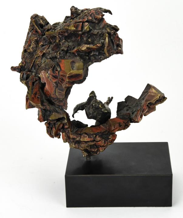 Contemporary Bronze Statue of Bird in Structure (1 of 5)