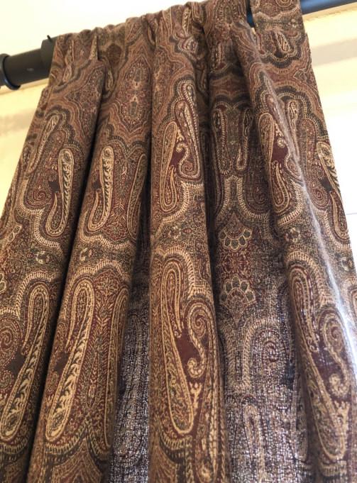 Pair Custom Wool Paisley Unlined Curtain Panels (1 of 3)