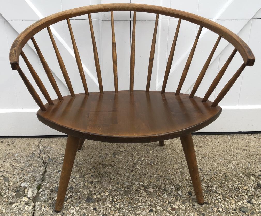Mid Century Modern Swedish Windsor Form Chair: Mid Century Modern Swedish Windsor Form Chair. Stamped made in Sweden. 27 inches x 28 inches x 18 inches, 14 inches to seat.