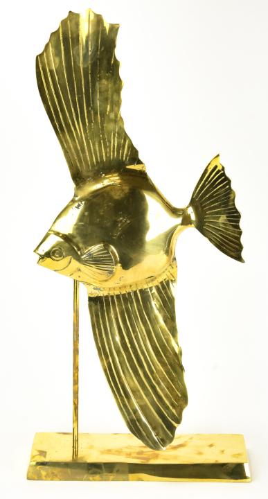 Vintage Mid C Brass Figural Fish Table Statue (1 of 5)