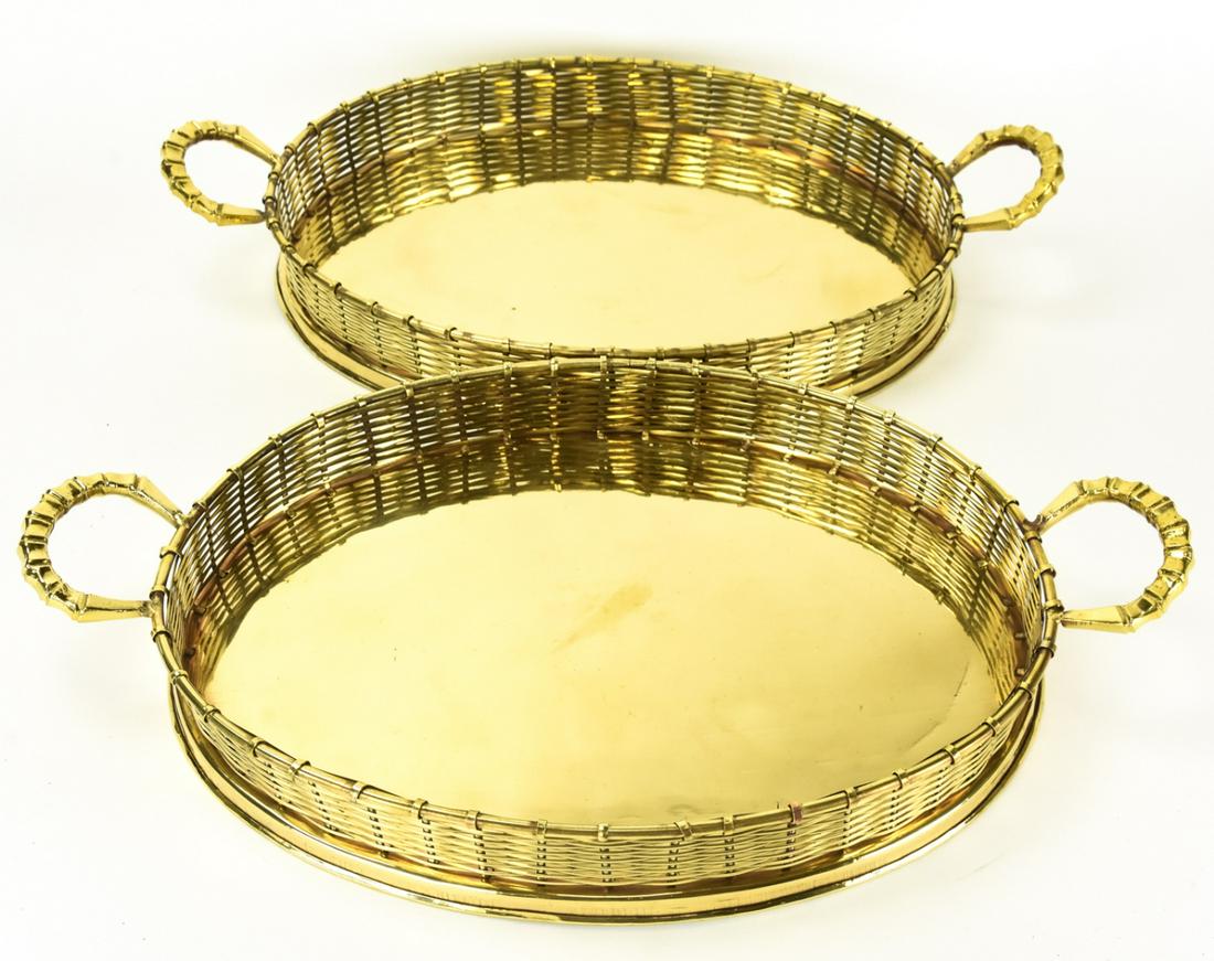 2 Vintage Brass Basket Weave Motif Trays (1 of 7)