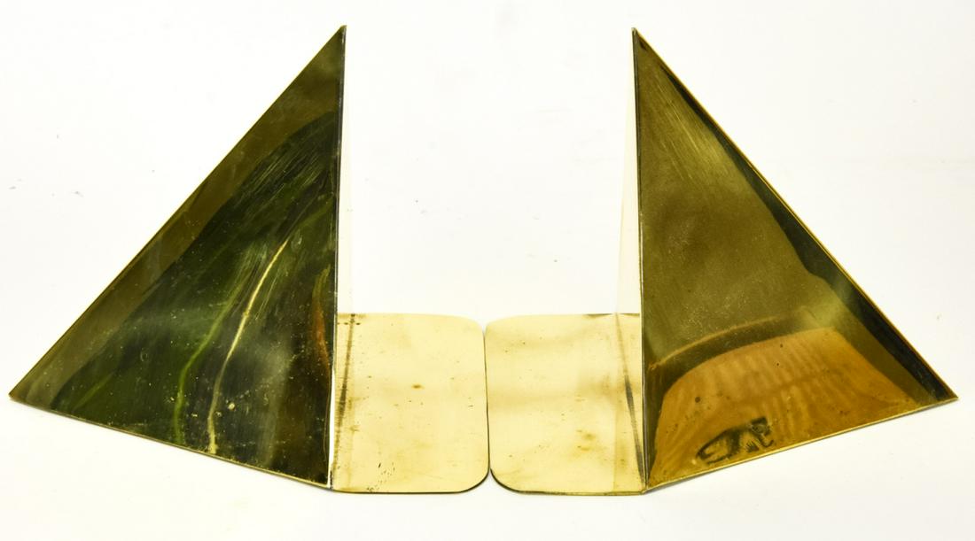 Pair Vintage Gilt Brass Pyramid Form Bookends (1 of 5)