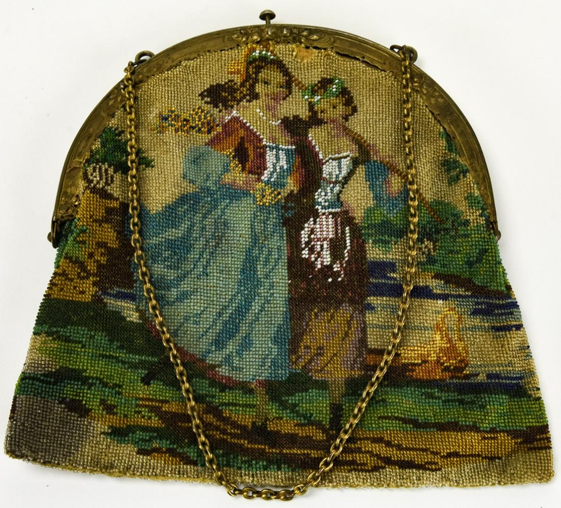 Antique 800 Silver & Hand Beaded Silk Lined Purse (1 of 7)