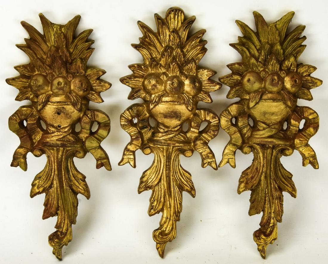 3 Neoclassical Gilt & Carved Wall Plaques (1 of 7)