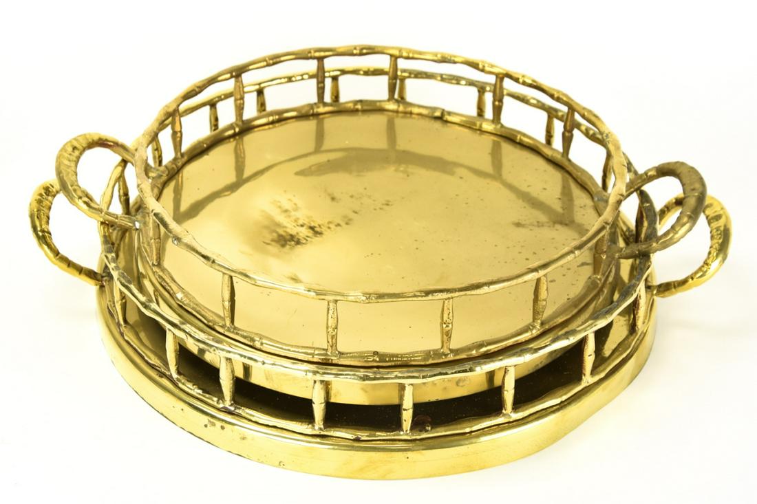 2 Gilt Brass Hollywood Regency Faux Bamboo Trays (1 of 7)