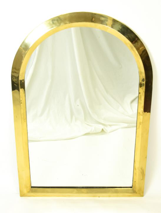 Vintage Heavy Brass Framed Arched Mirror (1 of 7)