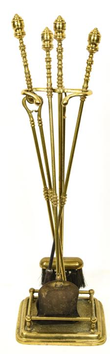 5 Piece Cast Brass Fireplace Tool Set (1 of 5)