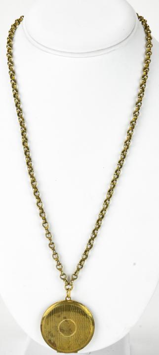 Antique Art Deco Locket Necklace w Rolo Link Chain (1 of 7)
