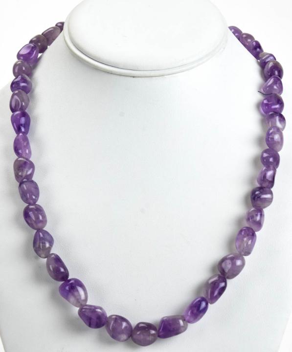 Handmade Tumbled Amethyst Bead Necklace Strand (1 of 5)