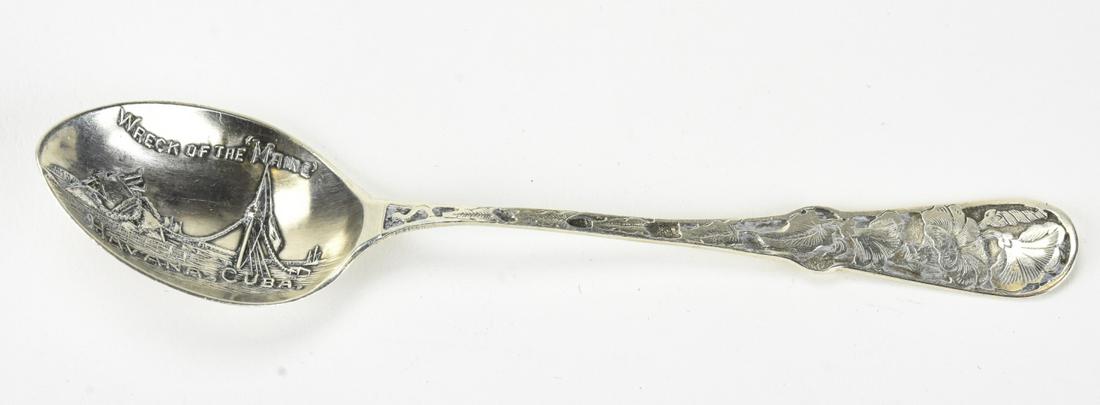 Antique Sterling Wreck of the Maine Havana Cuba: Antique Sterling Silver Spoon - Wreck of the Maine Havana Cuba. Hallmarked. Measures 4 inches in length.