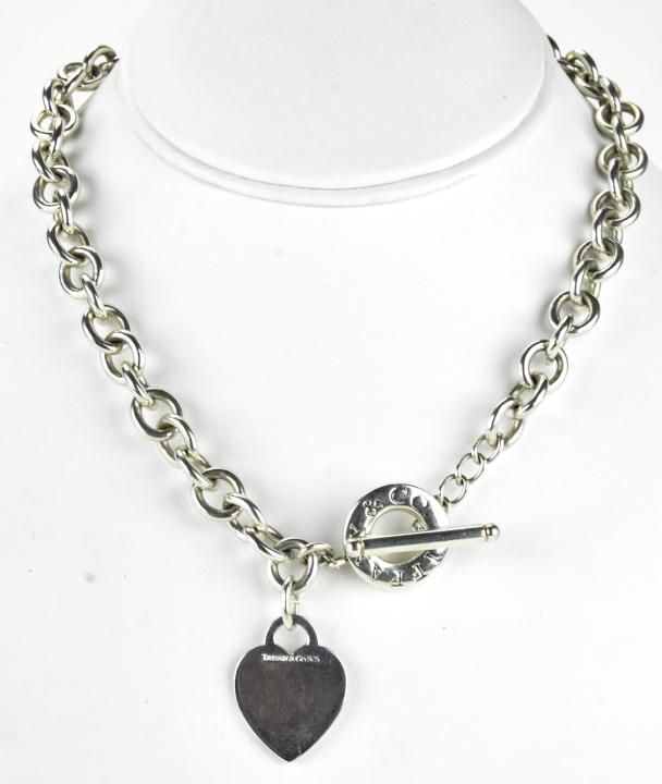 Tiffany Sterling Heart Heart Charm Toggle Necklace (1 of 6)
