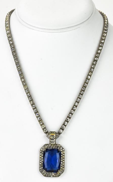 Otis Sterling Silver Necklace Sapphire Paste Penda (1 of 7)