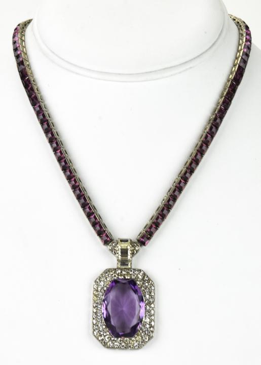 Otis Sterling Necklace Amethyst Paste Pendant (1 of 7)