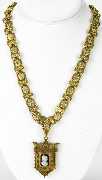 Victorian Gold Book Chain with Cameo Pendant (1 of 7)