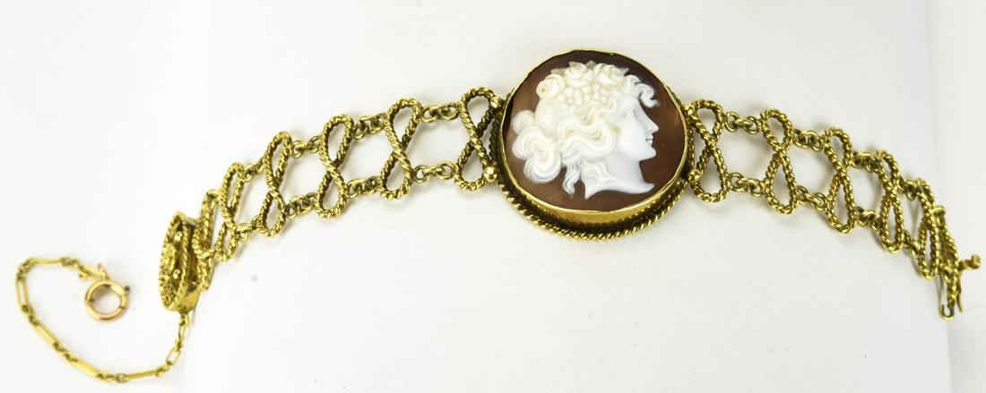 Victorian 14K Gold and Shell Cameo Bracelet (1 of 7)