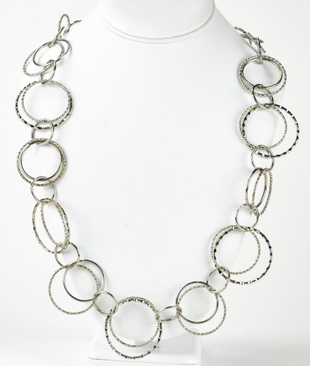 Modernist Multi Ring Silver Tone Costume Necklace (1 of 5)