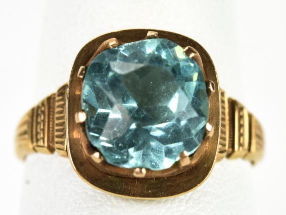 Antique 19th C 14kt Yellow Gold & Paste Ring (1 of 5)