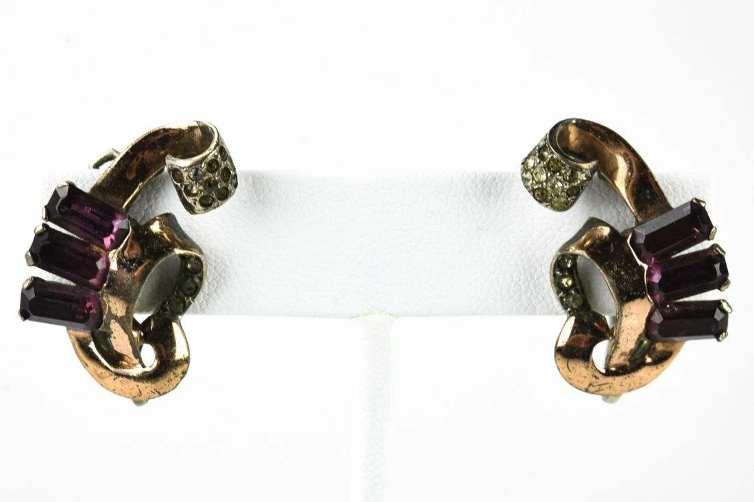 1940s Marcel Boucher Retro Swirl Sterling Earrings: 1940s Marcel Boucher Retro Swirl Sterling Earrings. Hallmarked sterling. Retro swirl design with original fittings. Each measures 1 inch in length.