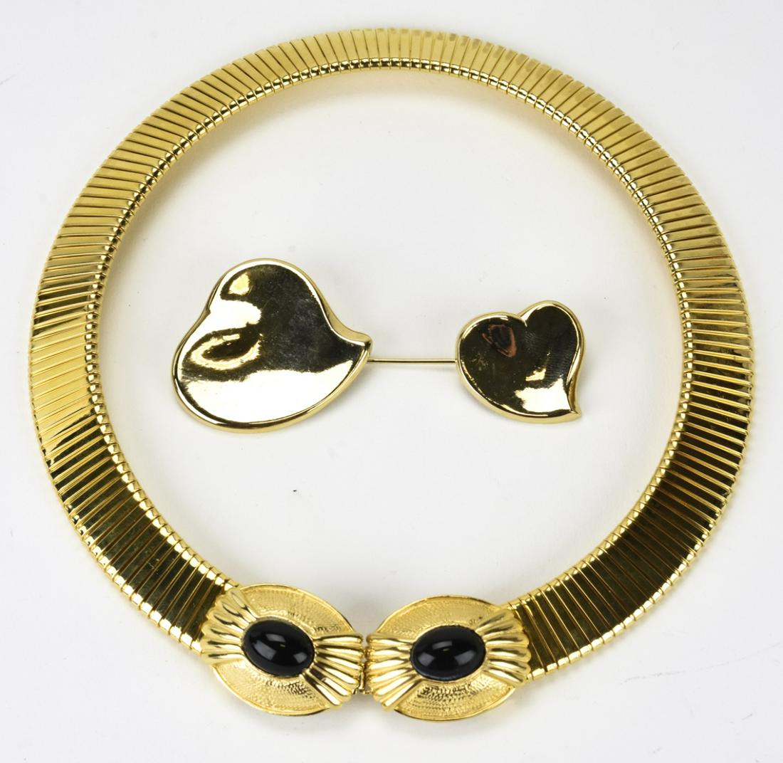 Vintage Kenneth J Lane Costume Pin and Necklace: Vintage Kenneth J Lane Costume Pin and Necklace – Necklace is a choker and pin is approximately 3” long.