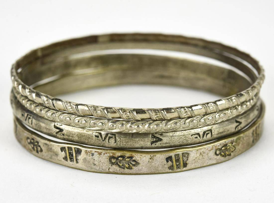 Vintage Sterling Silver & Silver Bangle Bracelets (1 of 6)