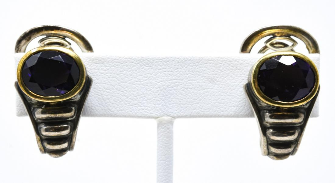 Vintage Lagos Caviar Sterling & 18kt Gold Earrings (1 of 5)