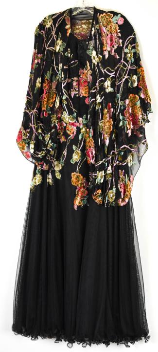 Yoly Munoz Velvet Embroidered Evening Gown & Cape (1 of 6)
