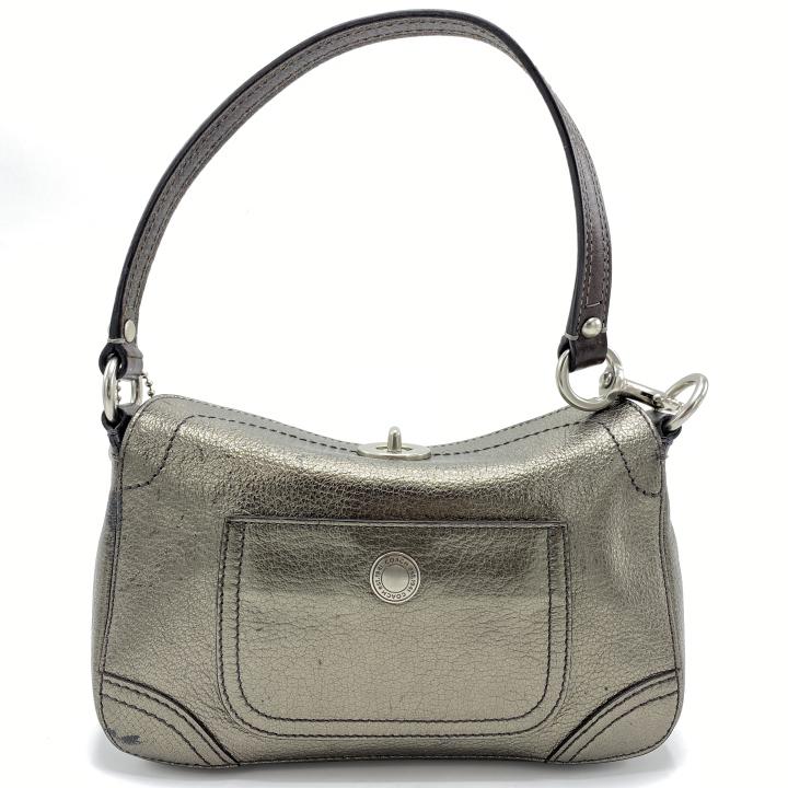 Vtg Metallic Pewter-Colored Authentic Coach Bag (1 of 8)