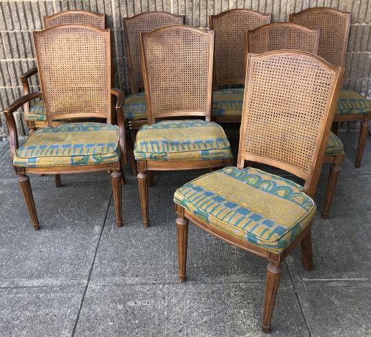 8 French Louis XVI Style Caned Dining Side Chairs (1 of 6)