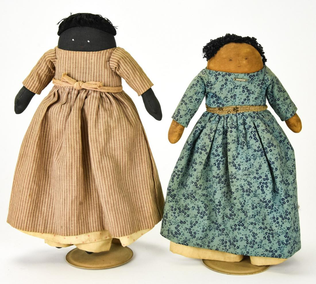 Two Vintage Handmade Folk Art Jane Cather Dolls (1 of 7)