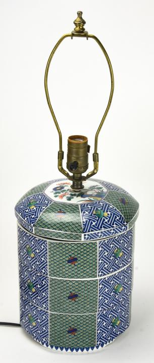 Asian Porcelain Stacking Box Converted Lamp (1 of 8)